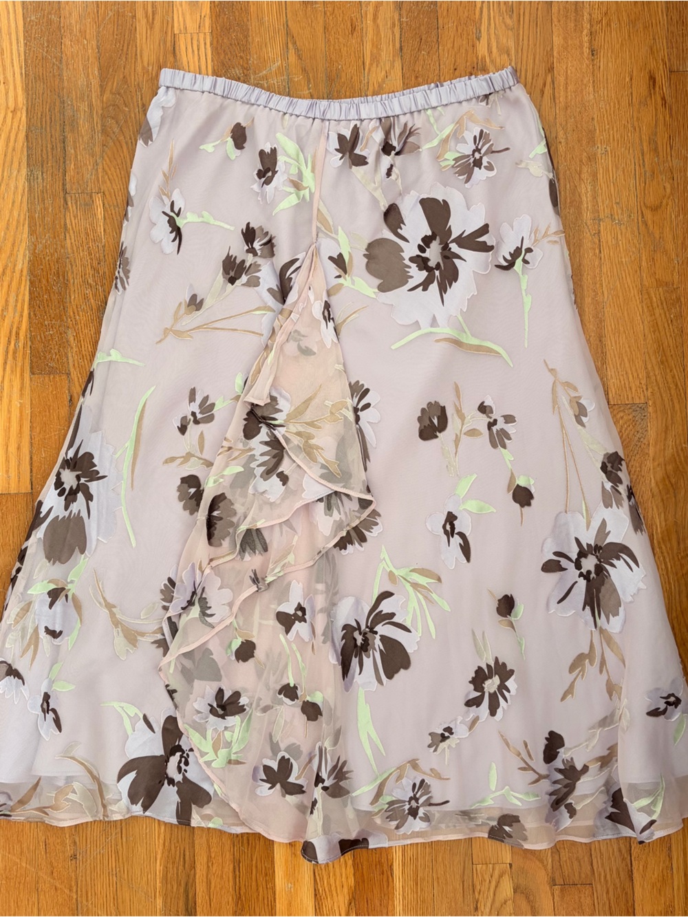 Y2K Ethereal Fairycore Lavender Floral Midi Skirt
